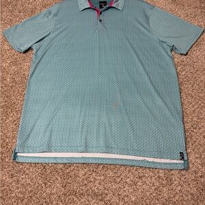 Kenneth Cole Golf Pattern Polo Shirt XL Blue Performance